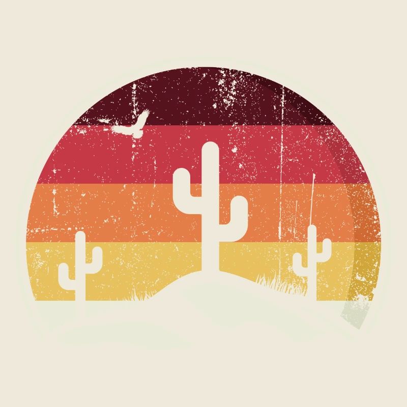 Cercle de cactus du coucher de soleil du désert