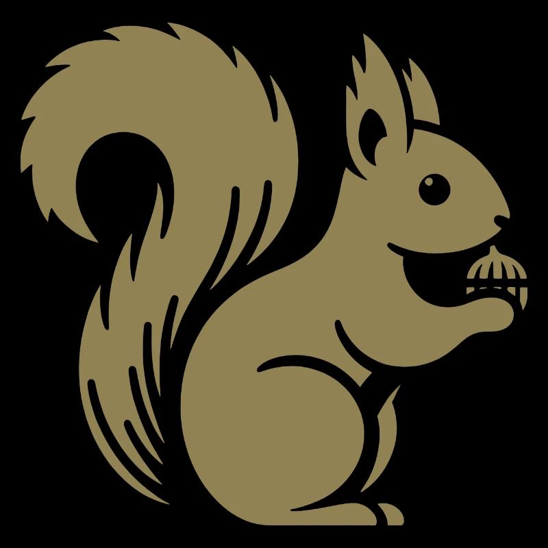 Minimalist Squirrel Silhouette with Nut