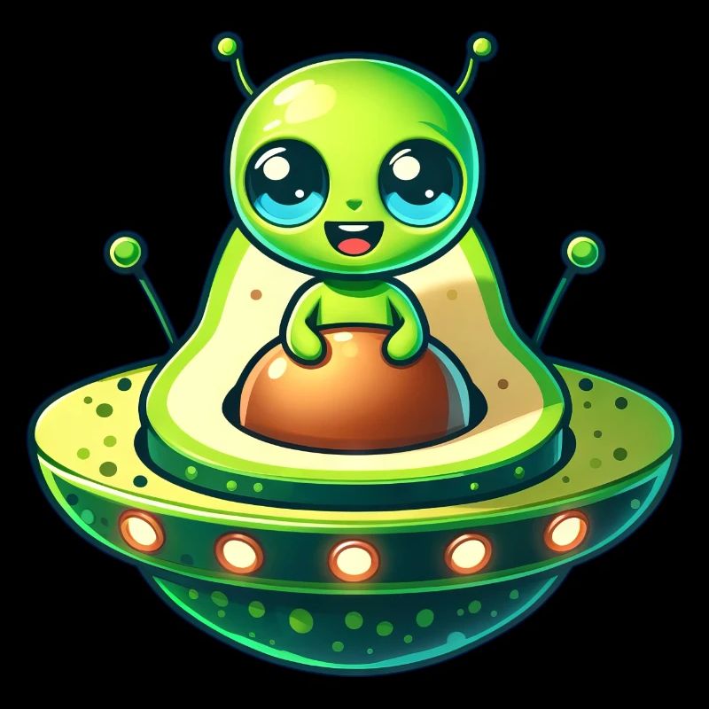 Alien Avocado UFO Funny Comic
