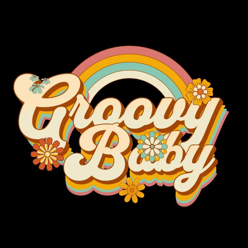 Retro Blumen-Design mit Regenbogen