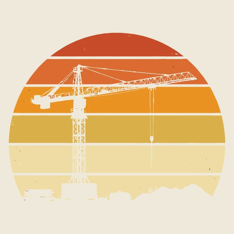 Crane Operator Retro Design – Construction Site & Construction Crane