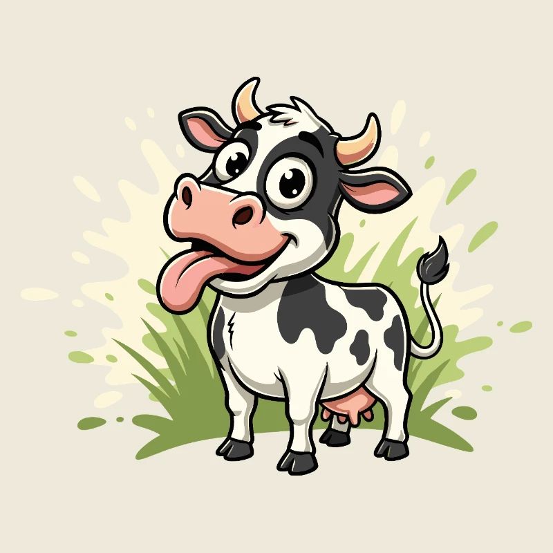 Dessin animé de vache sur l’herbe