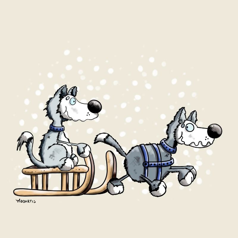 Schlittenhunde im Schnee