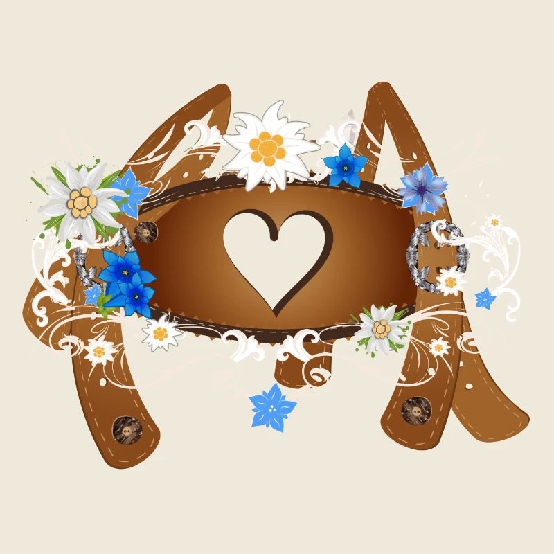 Quersteg mit Herz bei Hosenträgern einer Lederhose