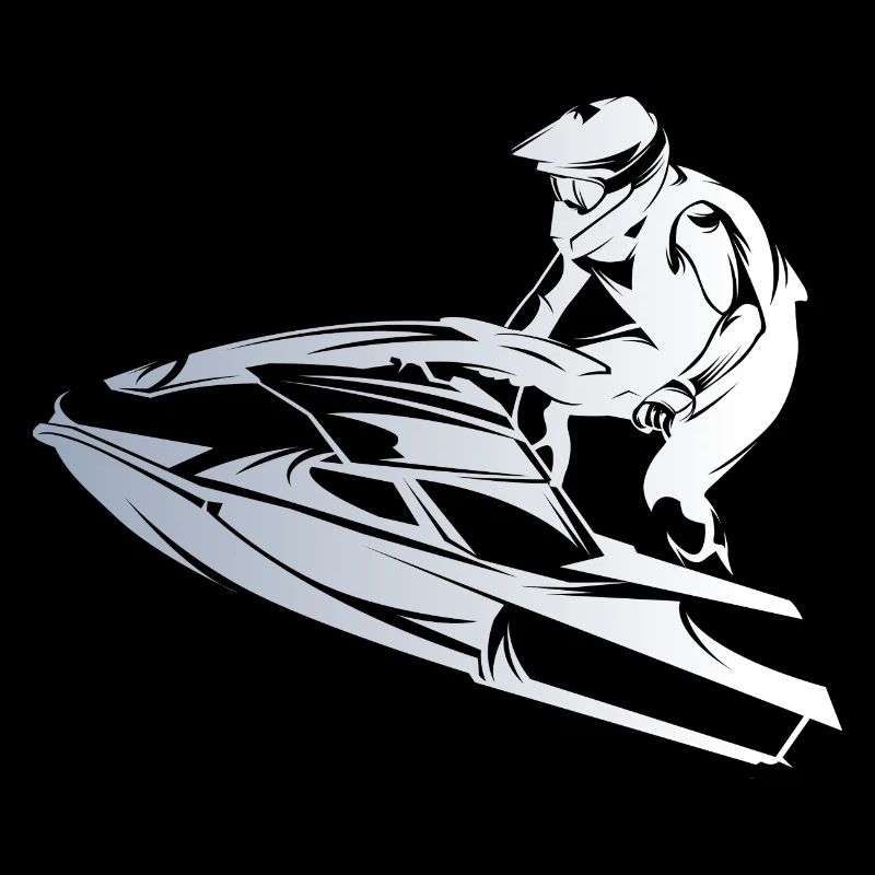 Fast-paced jet ski in silhouette