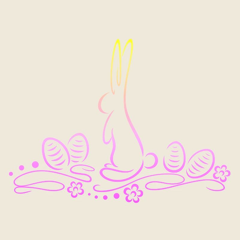Easter Bunny Silhouette with Easter Eggs
