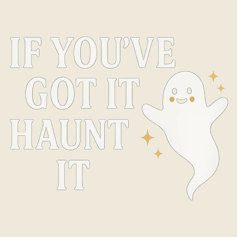 Humorous ghost motif with saying