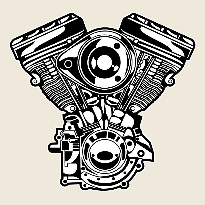 Motorrad Motor / Engine 01_schwarz weiß