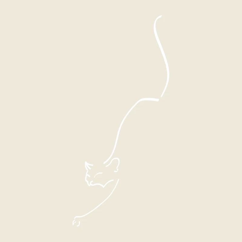 Cat One Line Blanc - Chat Oneline Blanc