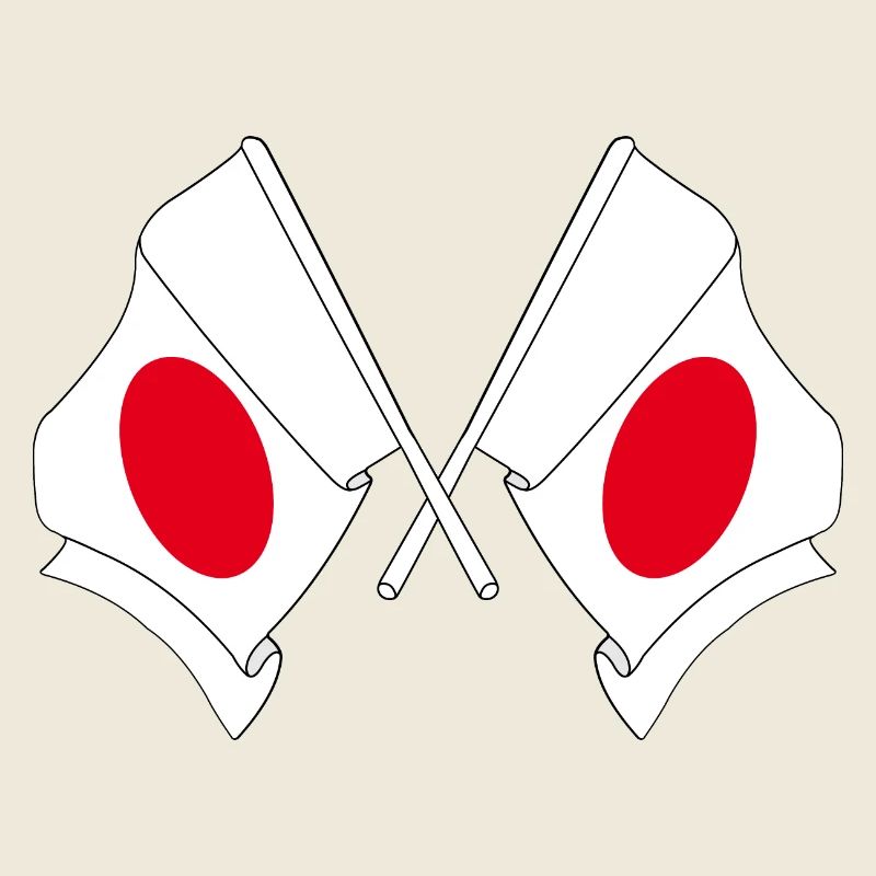 Zwei Flaggen durchquerten Japan