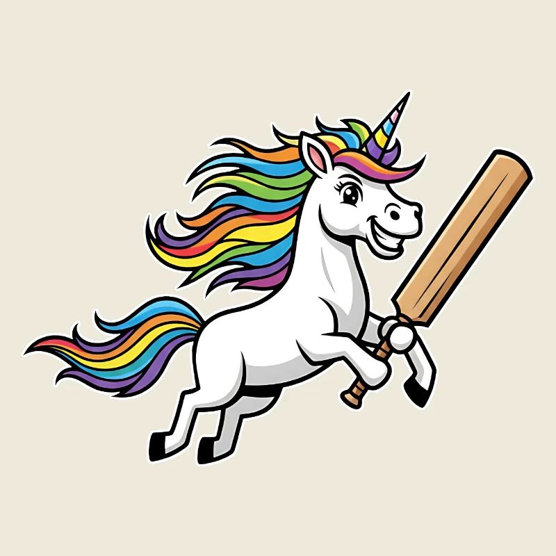 Einhorn Cricket Mit Bunter Regenbogenmähne