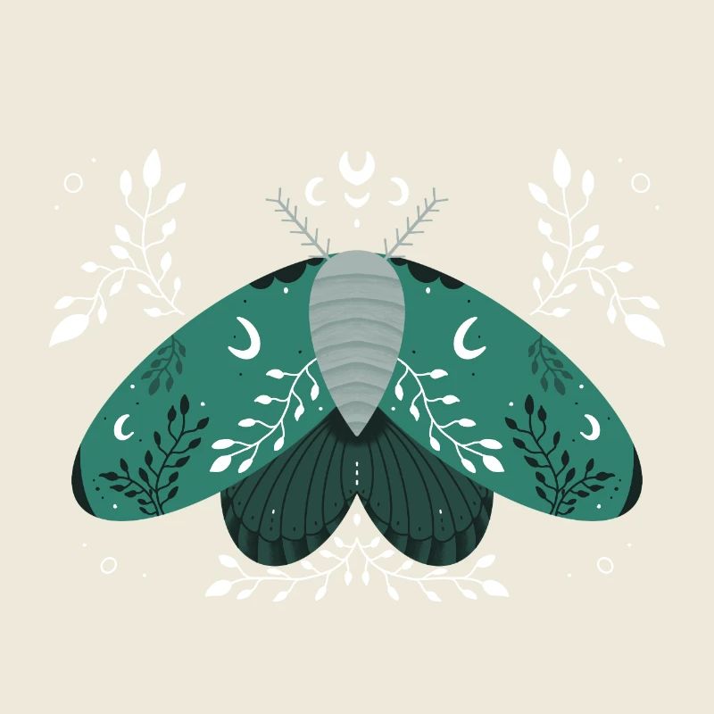 Papillon de nuit vert avec feuillage