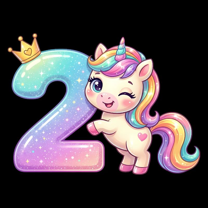 Ich bin 2 Kawaii Einhorn Mädchen Geburtstag