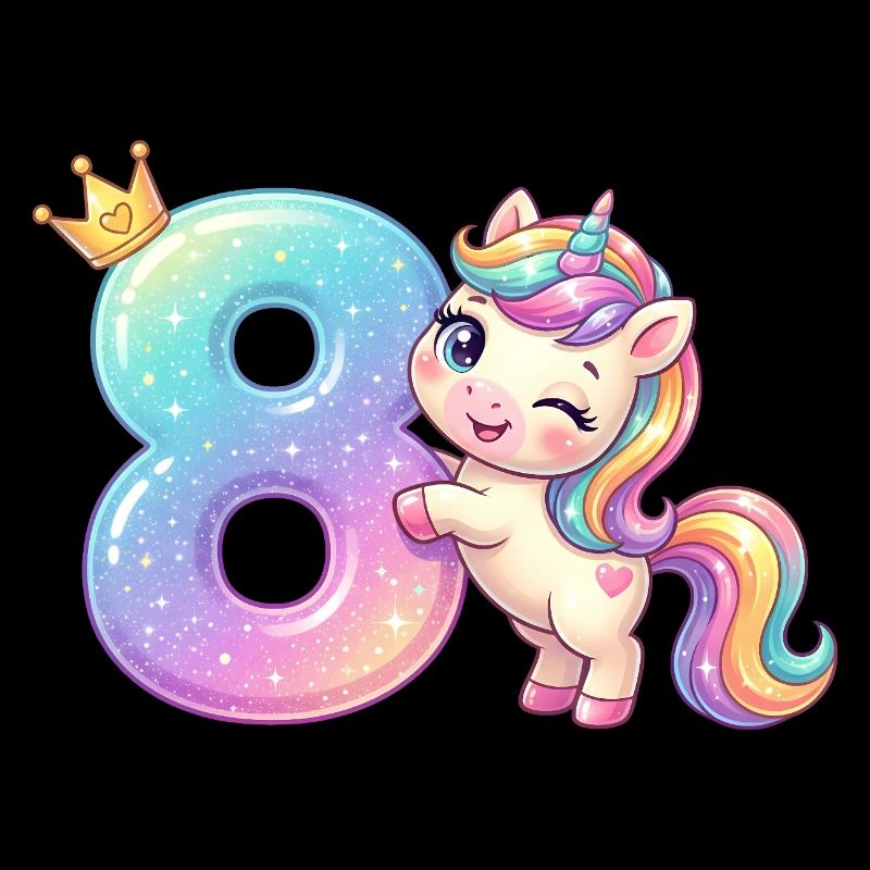 Ich bin 8 Kawaii Einhorn Mädchen Geburtstag