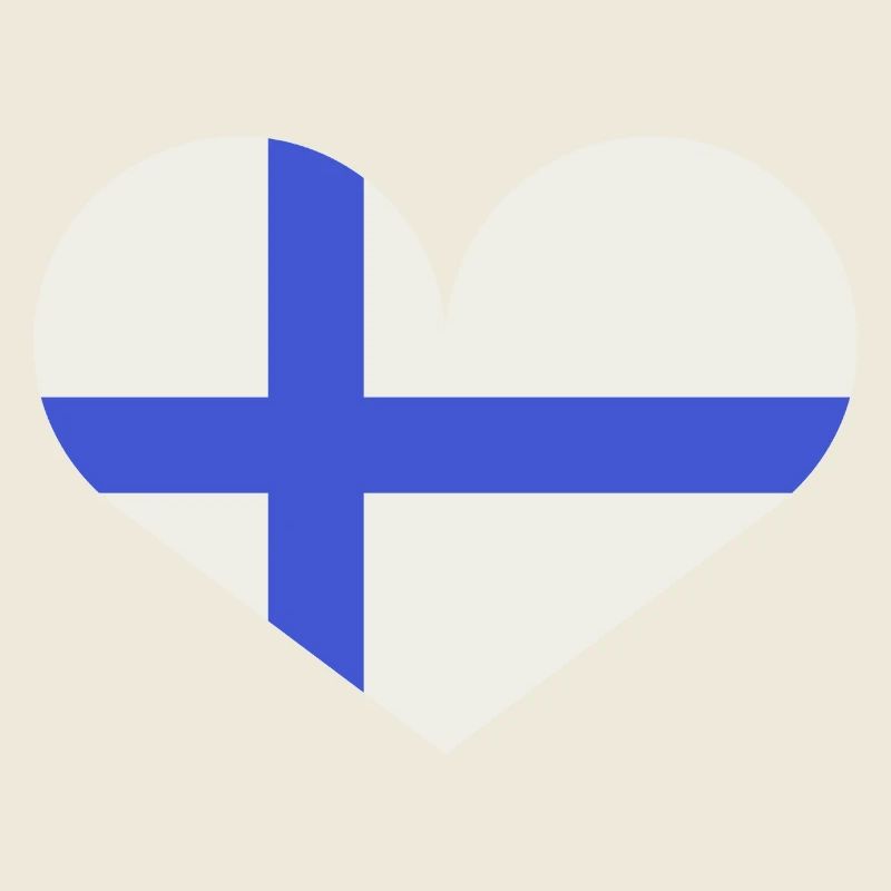 Drapeau finlandais en forme de cœur