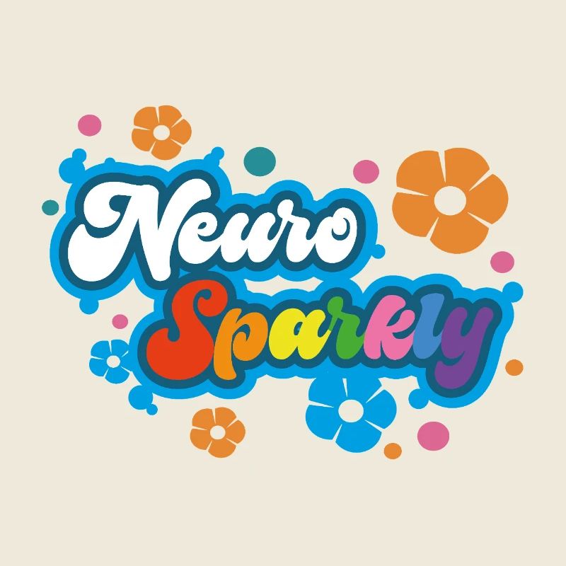 Neuro Sparkly Blume Regenbogen Typografie