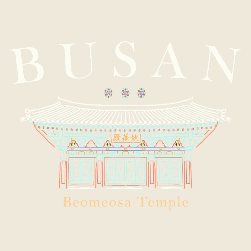 Busan, Corée du Sud, Temple dessiné à la main