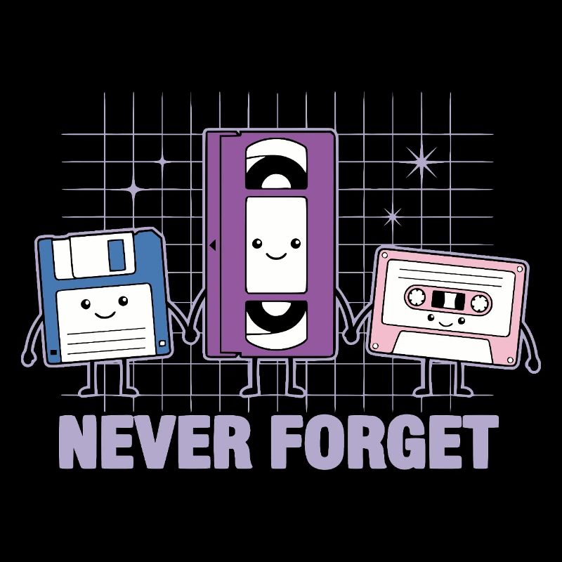 Never Forget Retro VHS Floppy Cassette Nostalgia
