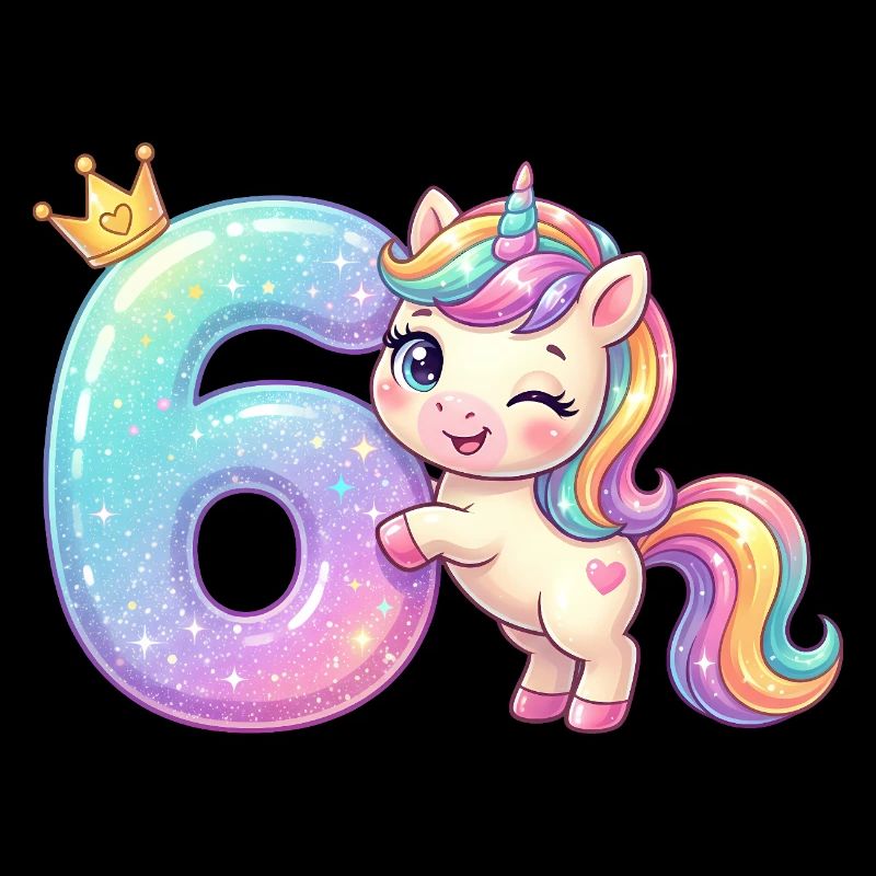 Ich bin 6 Kawaii Einhorn Mädchen Geburtstag
