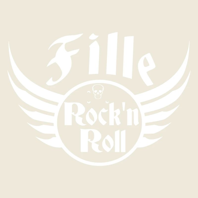 Fille Rock and Roll Crâne Ailes Blanc