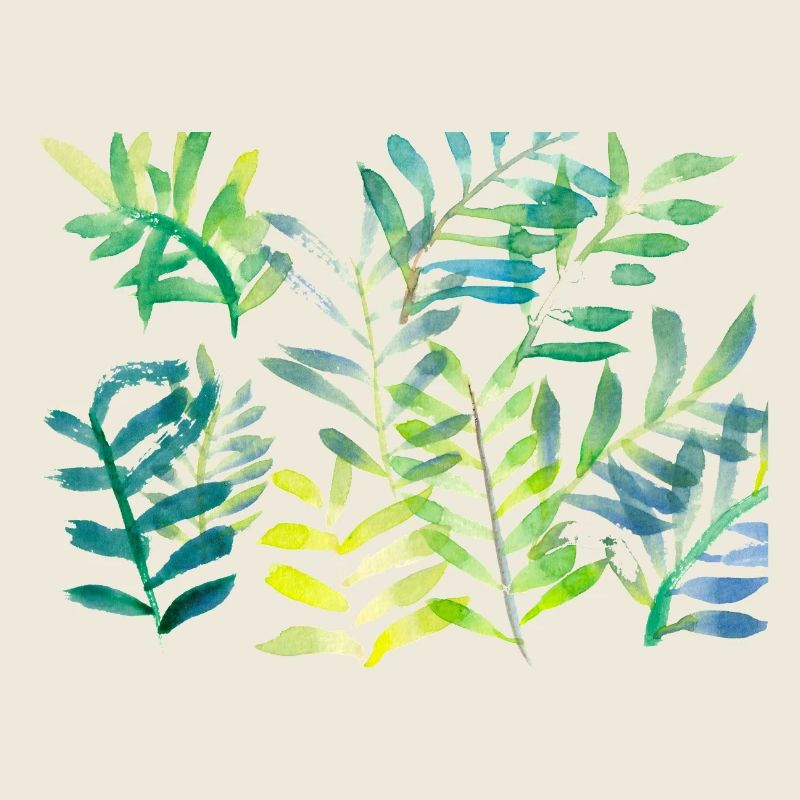 Water-coloured leaf branches