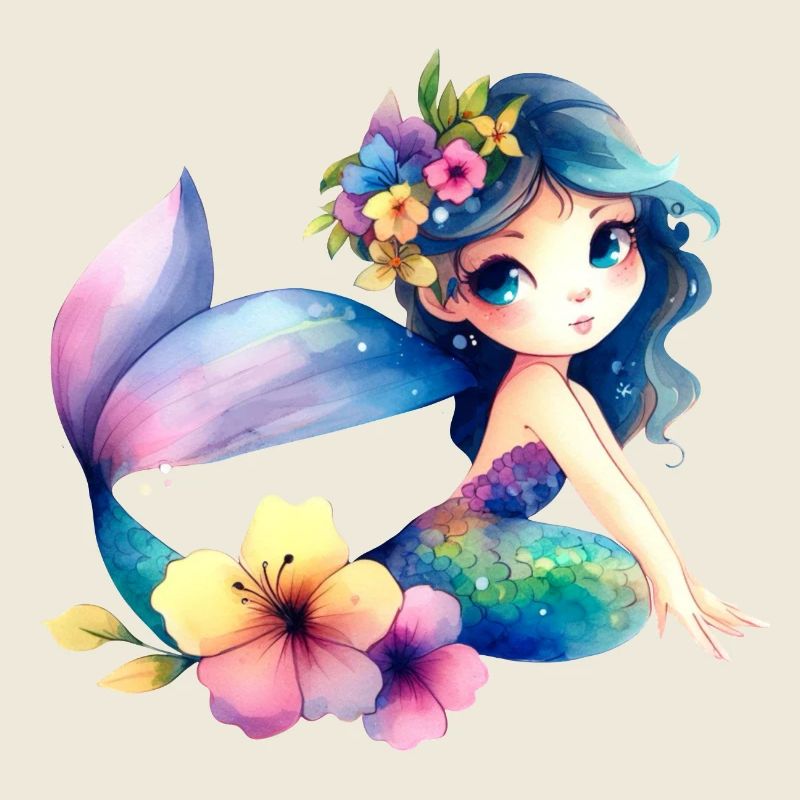 Petite Sirène avec des Fleurs