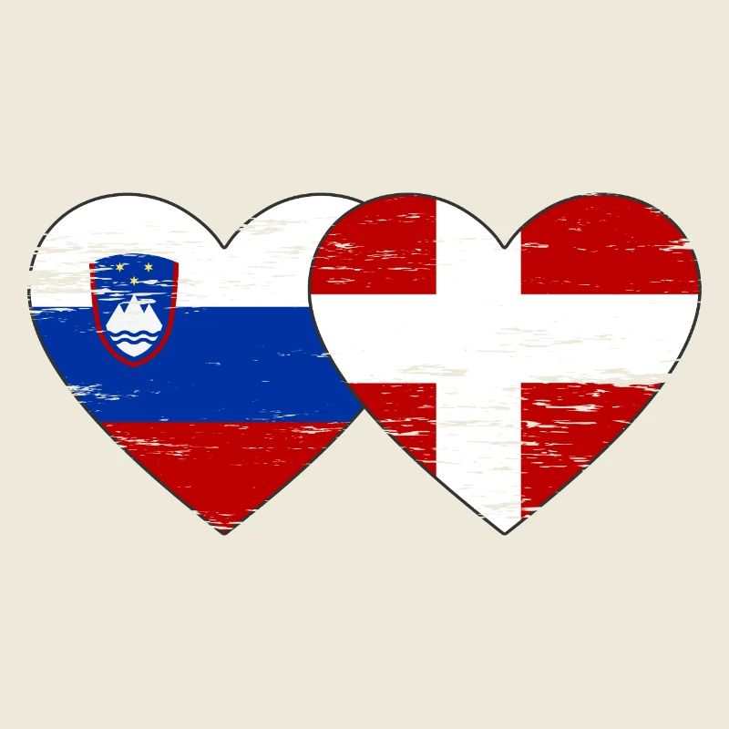 Slovénie Danemark Drapeau Coeur utilisé