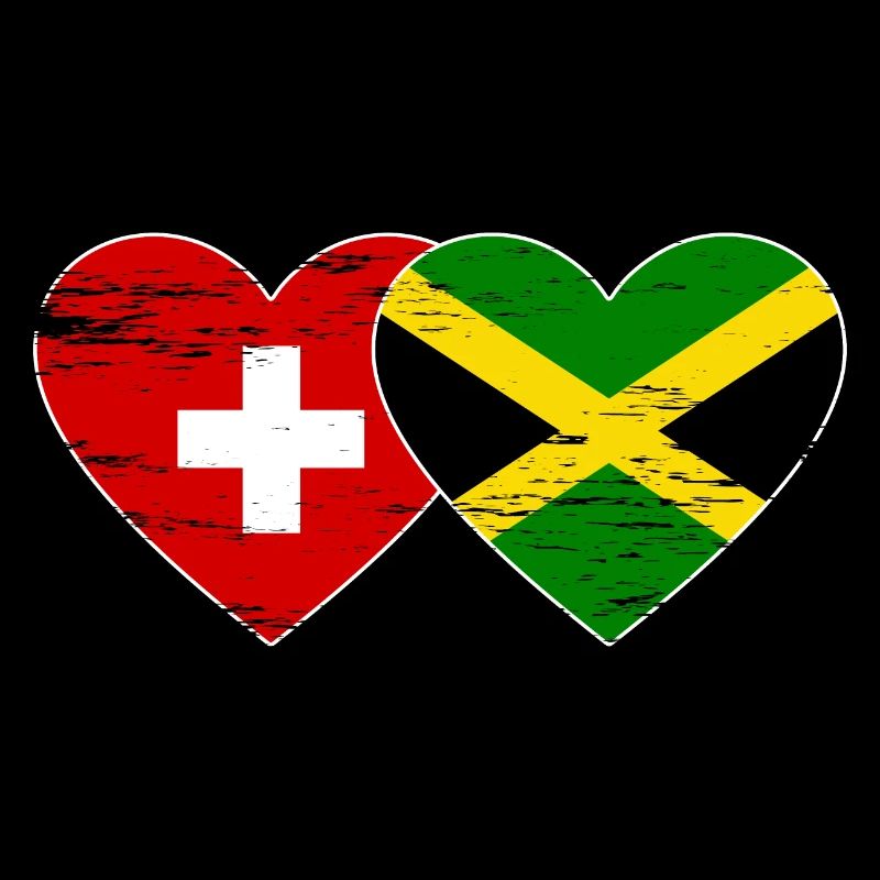 Suisse Jamaïque Drapeau Coeur utilisé