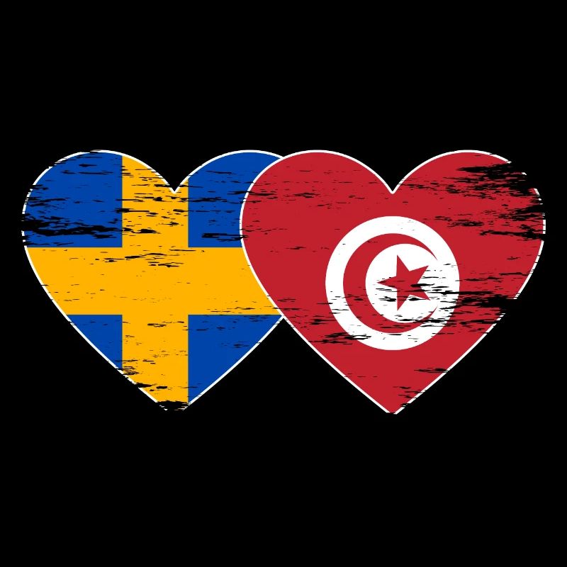 Suède Tunisie drapeau coeur utilisé