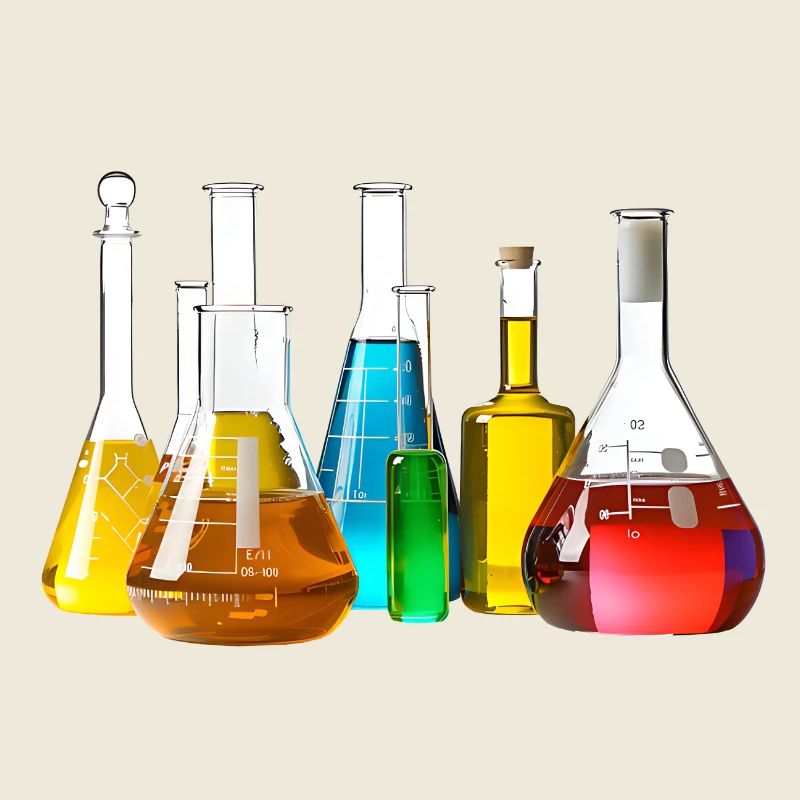 Collection de verrerie de laboratoire colorée