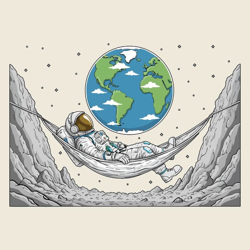 Astronaut Space Hammock Moon Earth Rest
