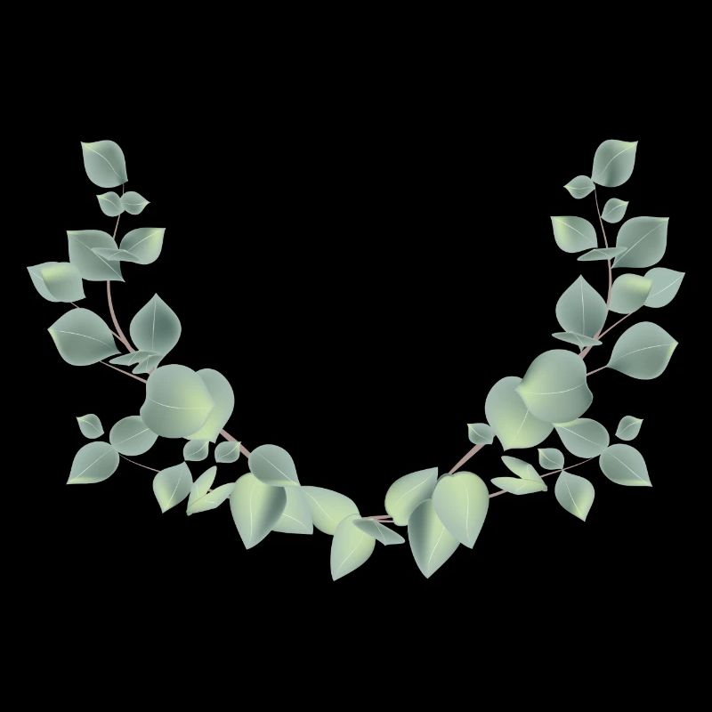 delicate eucalyptus branches as a half wreath