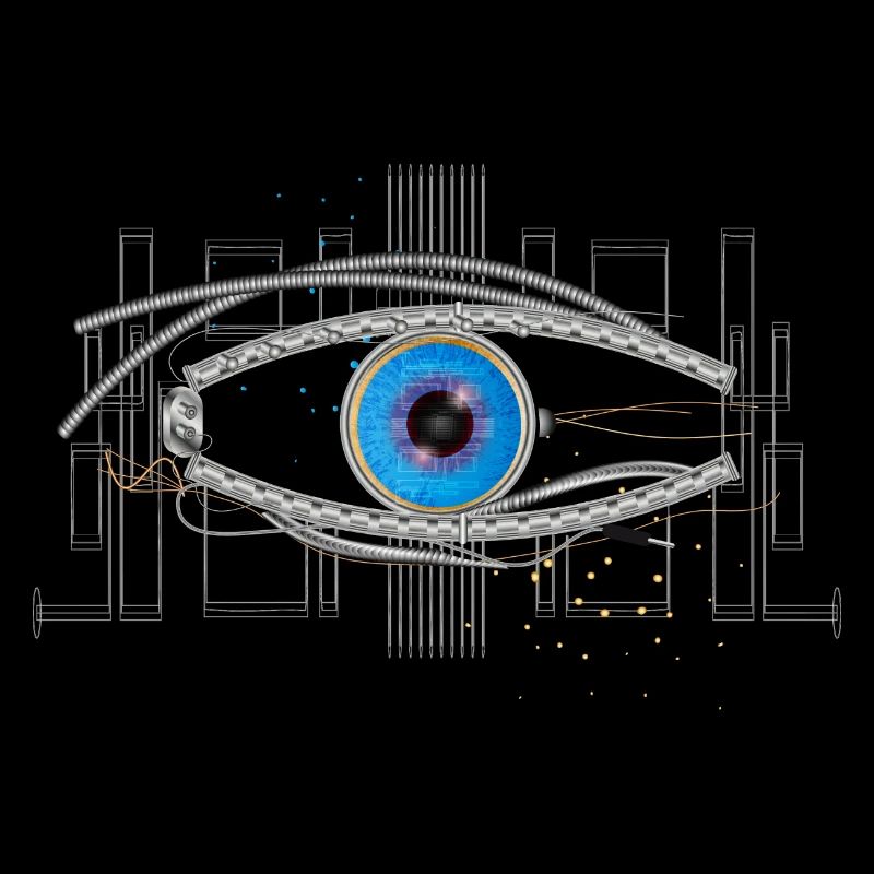 cool blue cyborg or robot eye
