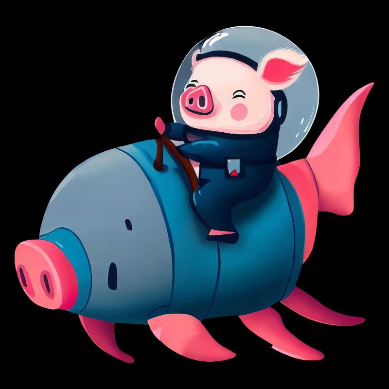 Pig Astronaut on Pig Rocket