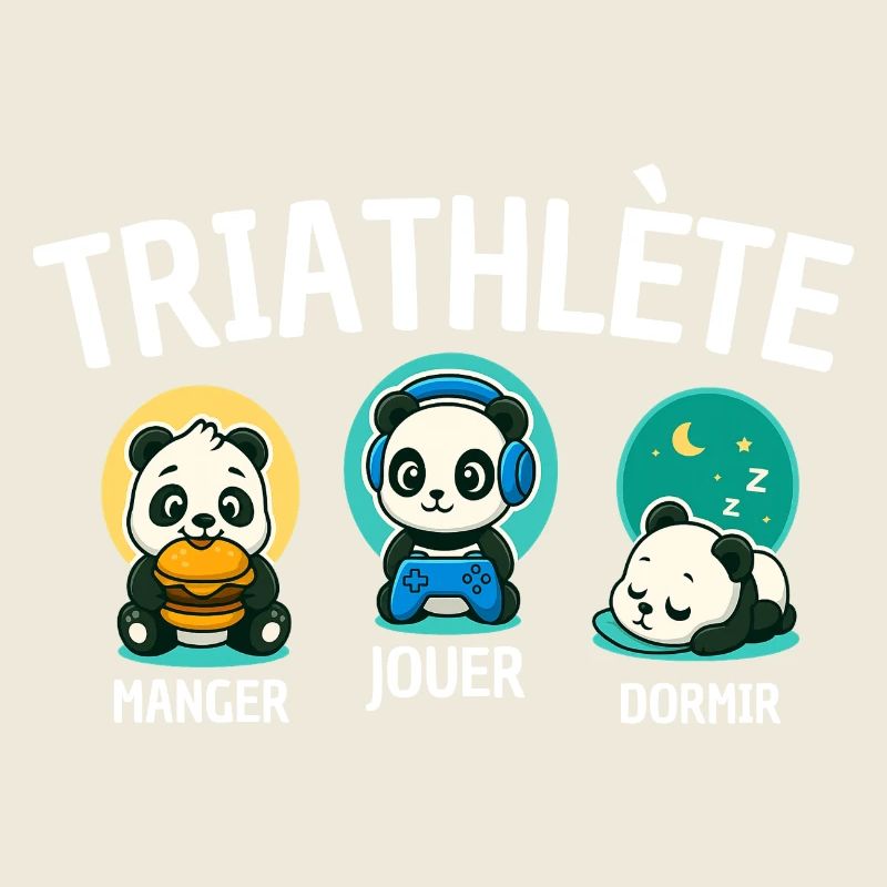 Triathlete Panda Eating Play Sleeping Cute