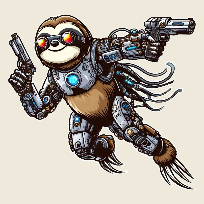 Sloth Cyborg Robot Fighter - Anime Design