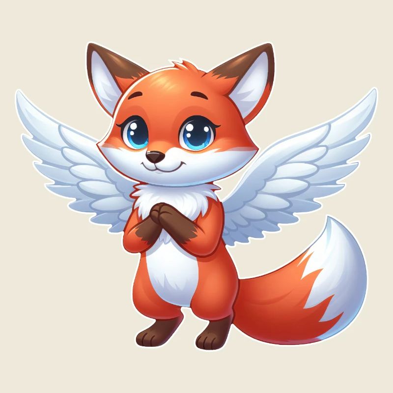 Cute Fox Angel Comic Wings