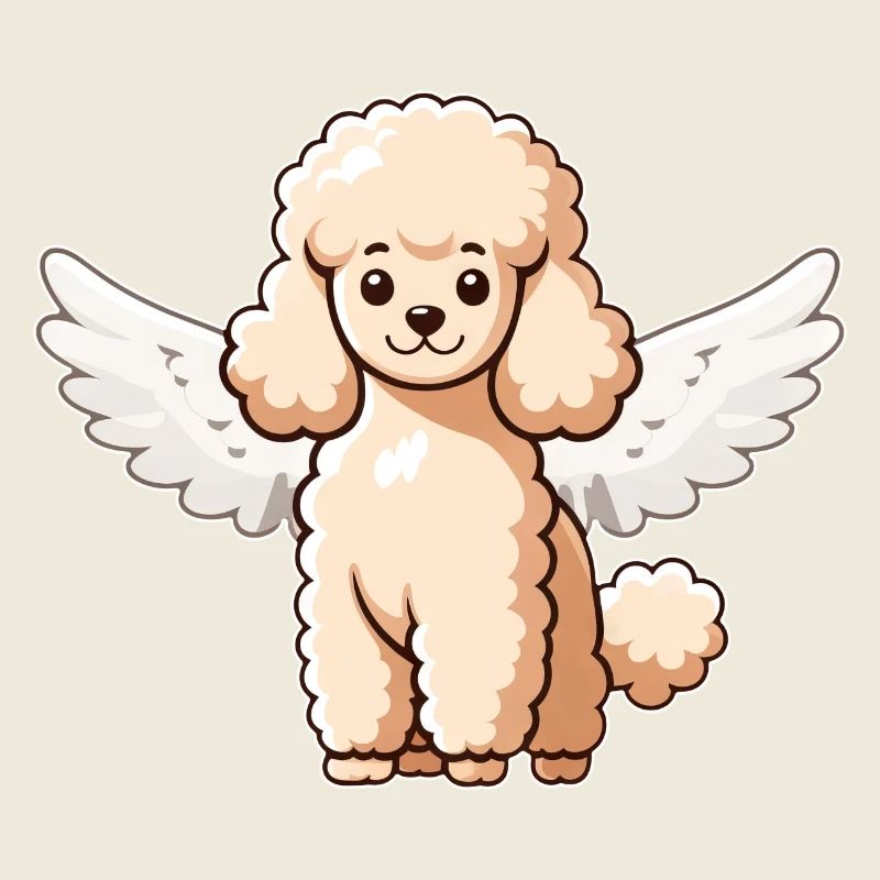 Chien caniche mignon avec des ailes d’ange dessin animé