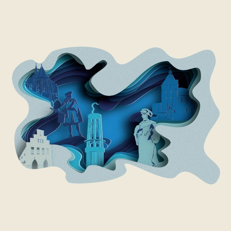 Silhouette de la ville de Moers à l’aspect hydrographique