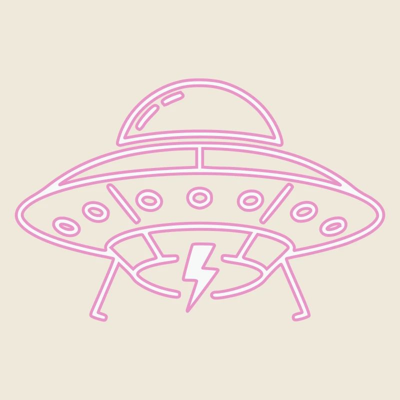 UFO Neon Pink Lightning Party Techno Vector