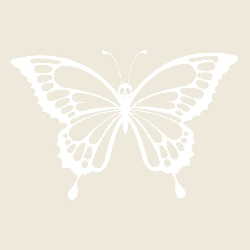 Schädel und weißer Schmetterling