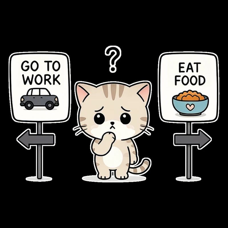 Katzendilemma: Arbeit oder Mahlzeit