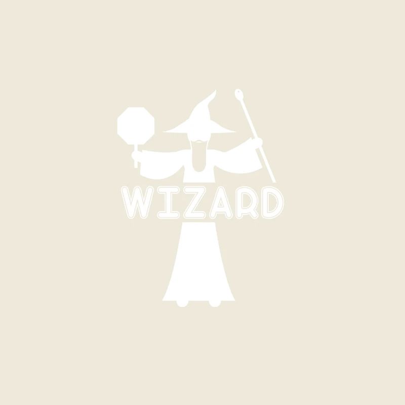 Wizard silhouette with magic wand