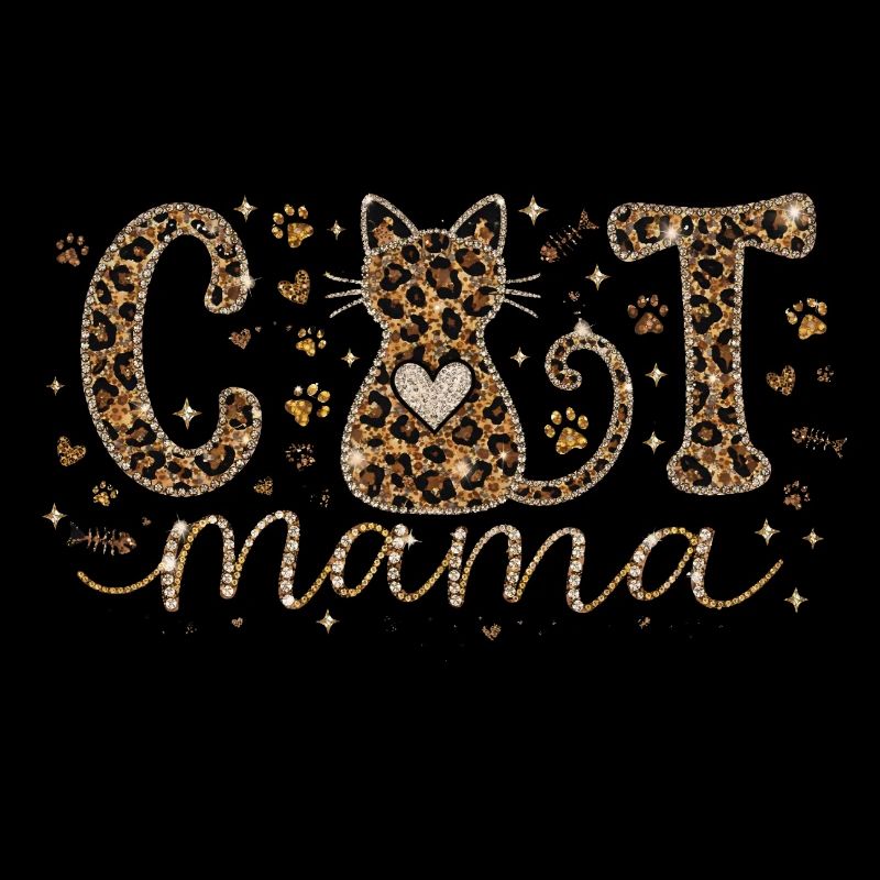 Cat Mama Katzenmama Leopard Herz Glitzer Design