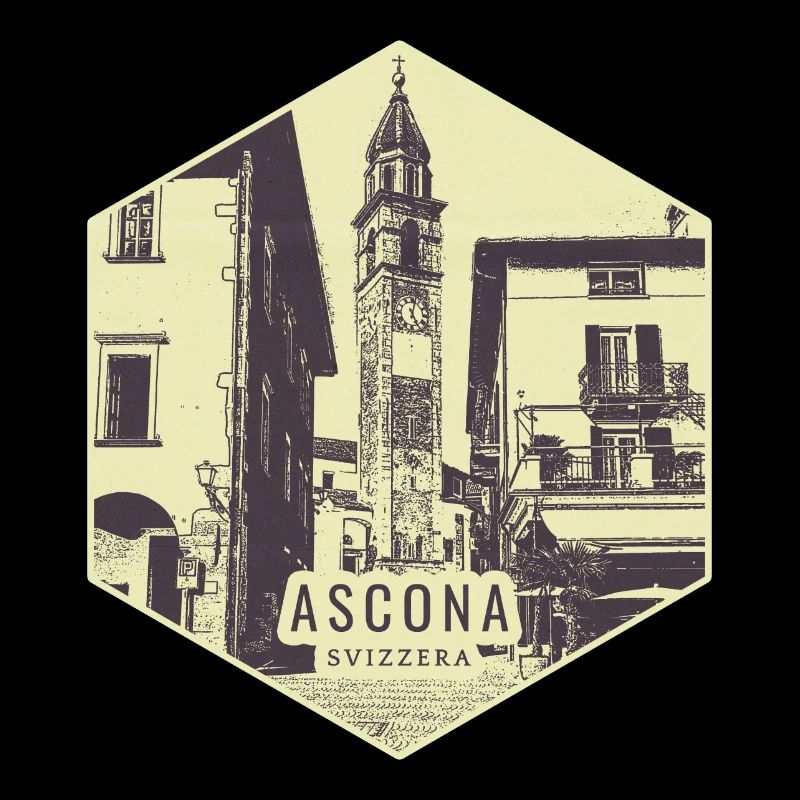 Timbre vintage de la scène de la ville d’Ascona