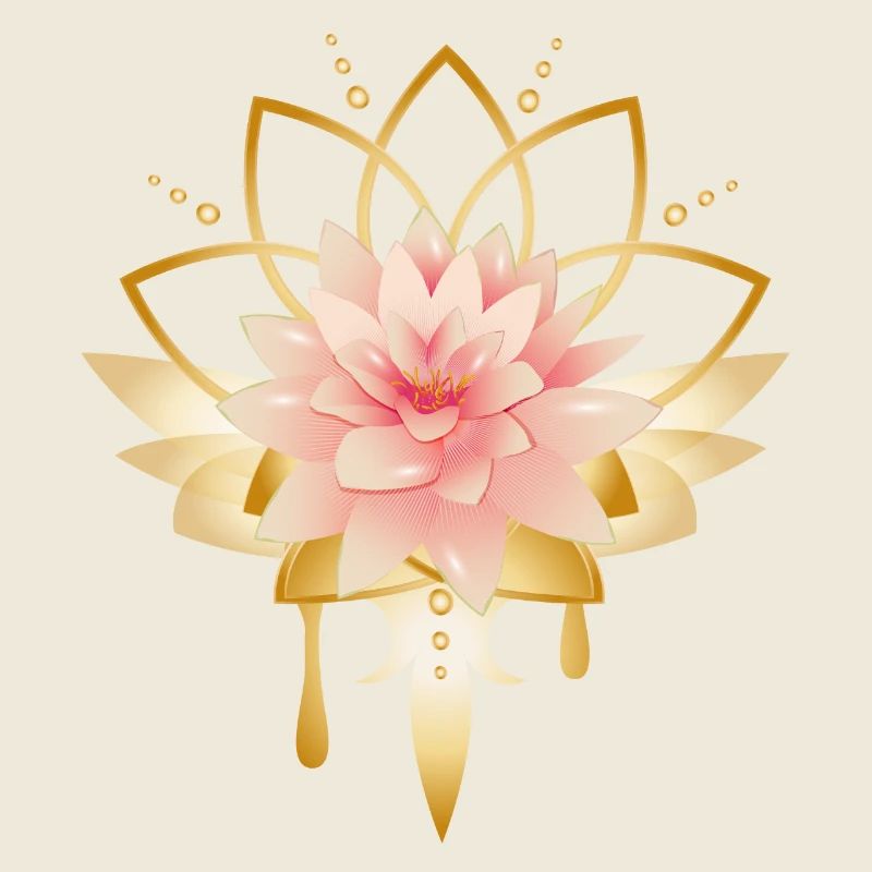 Lotus Blüte mit goldenem Blüten Symbol