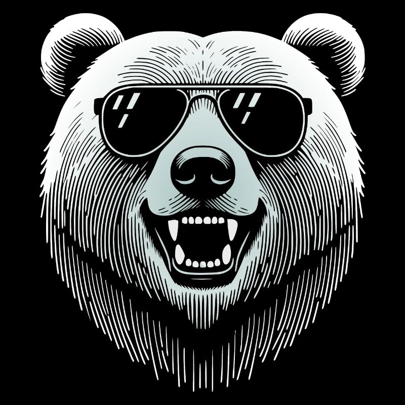 Cool bear head with sunglasses