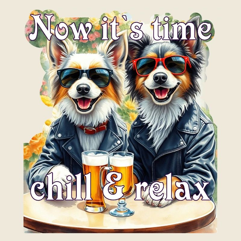 Glückliche Hunde Sonnenbrille Bier Biker Bierzeit