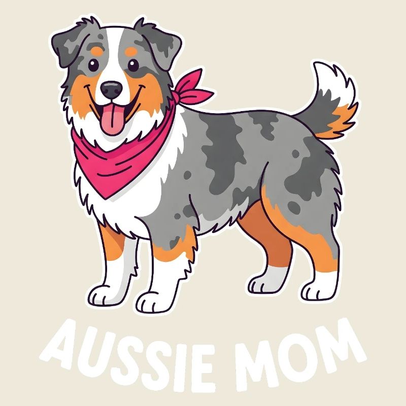 Cute Australian Shepherd Motif - Aussie Mom