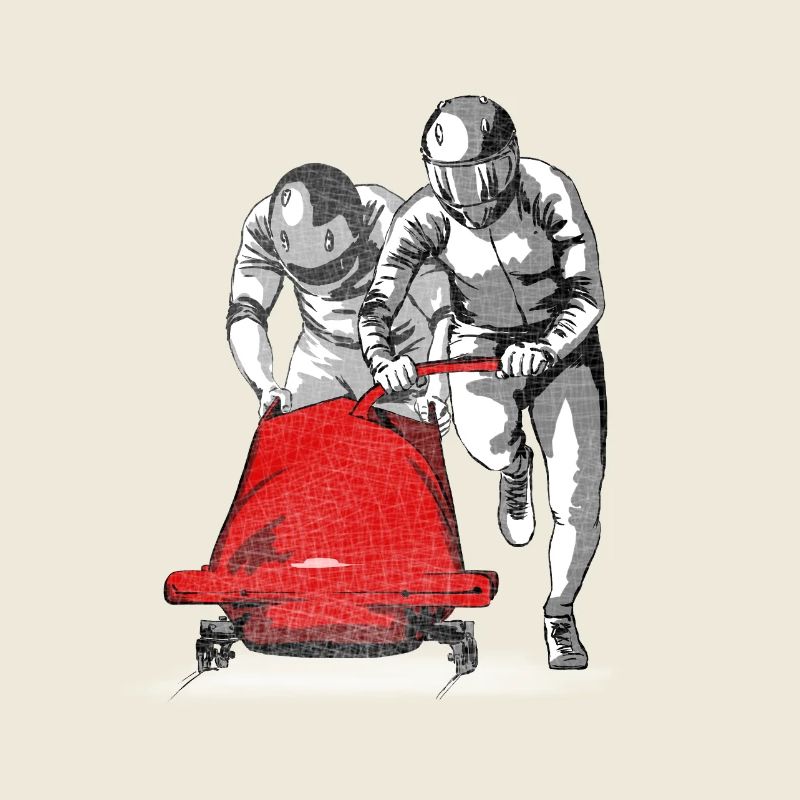 Bobfahrer beim Anschieben am Start